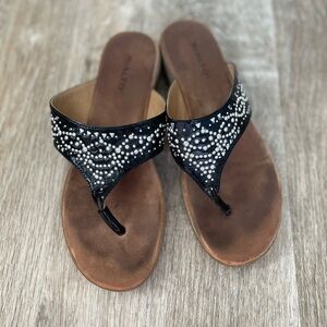 Rialto Black and White Beaded Sandals